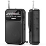 PRUNUS J-555 AM/FM/UKW Radio Batteriebetrieben, Kleines Radio mit Akku, USB-C-Laden, Miniradio Klein per AAA-Batterien mit Rückclip & Lanyard zum Joggen, Camping, Stromausfall.(Schwarz)