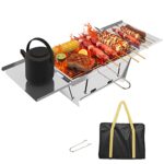 Dripex Klappgrill Holzkohlegrill Tragbarer BBQ Campinggrill - 1 s Aufklappen Edelstahl Picknickgrill Kleiner Grill mit Tasche für Camping Outdoor Grillparty Reisen (65 x 25 x 14cm)