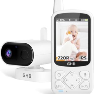 GHB Babyphone mit Kamera Baby Monitor 720P HD Zoom 2000mAh Akku 8 Schlafliedermit VOX Modus Nachtsicht