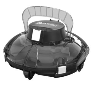 WINNY POOL CLEANER Winny 200 Poolroboter, Poolsauger kabellos mit Akku, 75 Min. Laufzeit, für Aufstellpools bis 60 m², Doppelfiltration, Automatisches Parken, Kompakt Leicht (Transparent Schwarz-Weiß)