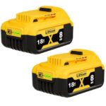 2 Stück 8.0Ah/8000mAh DCB182 Ersatzakku für Dewalt 18V Akku, Ersatz für Dewalt Batteries DCB200 DCB184 DCB107 DCB101 DCB112 DCB203 DCB115 DCB105 DCB182 mit LED Werkzeugakku