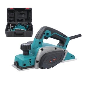 KATSU Elektrischer Hobel 600 W Elektro Hobelmaschine Elektrohobel Handhobel mit 82mm Hobelbreite und 1mm Spantiefe, im Karton, für die Holzbearbeitung Türen und Möbeln, Electric Planer