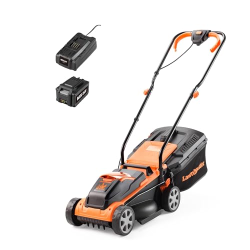LawnMaster CLM2432K Sichelmäher Akku-Rasenmäher 24V 32cm Schnittbreite,150m²,25-65mm Schnitthöhe, inkl. 4,0 Ah Akku Batterie + Ladegerät