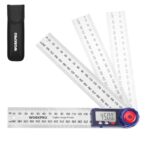 WORKPRO Digitaler Winkelmesser 200 mm, 2-in-1 Edelstahl-Winkellineal, 360° Digitales Winkelmessgerät mit Klarem LCD-Display, Präzisionswerkzeug für Holzarbeiten, Zuschnitt und Heimwerken