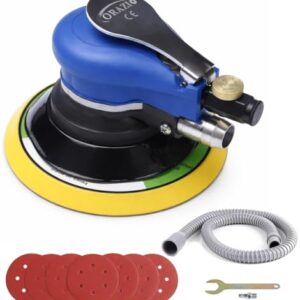 Druckluft schleifgerät, Exzenter poliermaschine, ORAZIO 6" 150mm Exzenterschleifer Schleifmaschine mit 6 Schleifpapier und Zubehör zum Polieren, Schleifen und Schleifen von Autos 212525