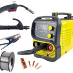 WELDINGER ME 130 mini Flux Fülldrahtschweißgerät + 1 kg Fülldraht + Fülldraht-Gasdüse + Stromdüsen MMA Lift-WIG abnehmbares Schlauchpaket 5 Jahre Garantie