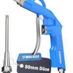 Ausblaspistole Druckluft – Alu-Gehäuse, 12 bar, 1/4 Zoll Anschluss – Blaspistole mit 80 mm Düse – Für Werkstatt, Reinigung, Kompressor, Luftdruck & Auto