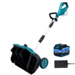 Akku Schneefräse für Makita Akku 18V,1000W Elektrische Schneefräse mit Rollen, Arbeitsbreite 32 cm, max.Schneehöhe 18 cm,Wurfweite 6m,30° Einstellbar (Blau 1 Batterie)