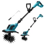 Akku-Bodenhacke kompatibel mit Makita 18V Batterie,550W Faltbar Gartenfräse mit 32cm Arbeitsbreite,18 cm Arbeitstiefe,Bürstenlos Bodenfräse,Elektro Motorhacke für Garten und Rasen (Ohne Akku)