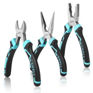 SHALL 3-teiliges Zangen-Set,160 mm Spitzzange,160 mm Seitenschneider, 180 mm Kombizange mit Softgrip – für Heimwerker, Haus- und mechanische Reparaturen