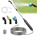 Golgner Elektrischer Pflanzensprüher, Akku Drucksprüher, Elektrisches Sprühgerät, Elektrischer Gießstab mit 3 Düsen + 3m Schlauch, USB Tragbarer, für Garten Hof Rasen