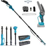 Akku Hochentaster Ast Kettensäge Profi-Astsäge kompatibel mit Makita 18V, 6 Zoll Bürstenlose 2 in 1 Astsäge mit Teleskopstiel und Teleskop Elektro Hochentaster Arbeitshöhe 4,5m (on Ak-ku)