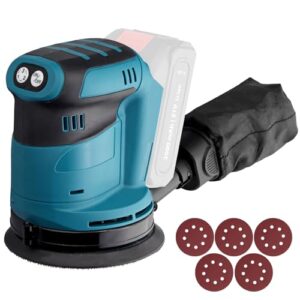 AMTOVL Exzenterschleifer Schleifmaschine Schleifgerät 3 Leistungsstufe mit 5PCS 125mm Schleifpapier Schleifer zum Schleifen Wachsen Polieren von Holz Metall (ohne Akku)