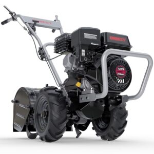 ONBEST Gartenfräse Benzin – mit 48 cm Arbeitsbreite – 4-Takt Motor – 4,1 kW / 7,0 PS – 12 Messer – 175-350 mm Arbeitstiefe – Gartenfräse – Gartenhacke – Kultivator – umgraben & auflockern vom Boden