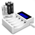 BONAI Akku Ladegerät 4 Slot Batterieladegerät LCD Akkuladegerät Intelligent Battery Charger für AA/AAA NI-MH NI-CD Wiederaufladbare Batterien mit 4 Stück NI-MH 2800mAh AA&1100mAh AAA Akkus