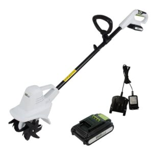 TRUTZHOLM Akku Bodenhacke 20V/2.0Ah mit Akku und Ladegerät 19 cm Arbeitsbreite 24 Klingen 15,5 cm Arbeitstiefe Motorhacke Bodenfräse Gartenfräse Kultivator für Beet und Garten