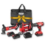 WALTER Geschenke Werkzeugset 7tlg Akku, Geschenk für Männer und Heimwerker, Haushalts-Elektrowerkzeug, Akku Stichsäge, Bohrschrauber und Multifunktionswerkzeug, inkl. Ladegerät und 2 Akkus