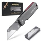 WORKPRO Cuttermesser Universalmesser aus Titan, Klappmesser Teppichmesser mit 10 SK2M Ersatzklingen, Allzweckmesser mit CNC-Unibody, Leichter Aluminiumgriff, Ideal für Haushalt & Alltag
