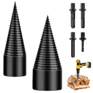 Umllpet Bohrkegel Holzspalter, 45mm+32mm Schraube Kegel Holz, Bohrkegel Holzspalter Set mit 4pcs Bohrgriffe, Holzspaltr Bohrer für Bohrmaschine, Stufenbohrer Holzschneider für Haushalt Bohrmaschine