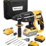 MAXCULAR Akku Bohrhammer 21V, 2,0J Schlagkraft, 4in1 SDS-Plus 5100 BPM, 26 mm Betonbohrleistung, Bürstenlos, inkl. 2 * 4.0Ah Akku, 5tlg. Bohr-Meißel-Set, Ladegerät im Handwerkerkoffer