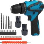 Akkuschrauber, 12V Akku Bohrschrauber Set, 25+1 Akkubohrer 25Nm Drehmoment Max mit 2x3000mAh Akku, 23tlg Zubehör und Tragetasche, 10mm Bohrfutter, 2-Gang, LED-Licht, Klein Akku Schrauber