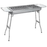 Sunjas Holzkohlegrill Edelstahl Outdoor Grill Faltgrill Campinggrill Tragbar 74 x 33,5 x 71,5 cm