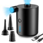 BOSONER Elektrische Luftpumpe Akku Pumpe: 4000mAh Wiederaufladbare Luftpumpe mit 3 Luftdüse - Schnell Inflator Aufblasen für Schlauchboot Planschbecken Aufblasbare Pool Luftmatratze (Schwarz-4000mAh)