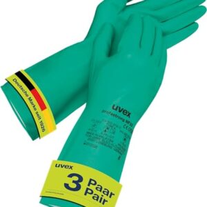 Uvex profastrong NF33, 3 Paar - Chemikalienschutzhandschuh gegen Öle, Fette, Säuren & Lösungsmittel - abriebfest, resistent & feinfühlig - grün - Größe 10/XL