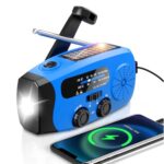 Notfall Kurbel Radio, 2000mAh/7400mWh Akku Kurbelradio Solar Batterie Power Bank USB AM/FM Radio mit SOS-Alarm Taschenlampe, 3-Wege-Laden Notfallradio, Innen Außen Camping Klein Taschenradio, Blau