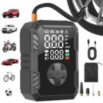 Oasser Elektrische Luftpumpe 10,3 Bar Fahrrad Akku Pumpe Tragbar mit 5 Modi LED Licht 19 Zylinder für E-Bike Autoreifen Motorrad Ball