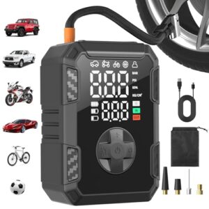 Oasser Elektrische Luftpumpe 10,3 Bar Fahrrad Akku Pumpe Tragbar mit 5 Modi LED Licht 19 Zylinder für E-Bike Autoreifen Motorrad Ball