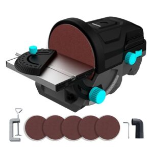 Cecotec Elektrische Tischscheibenschleifmaschine PerfectSurface 1000 Stand Disc. 140W, 5 Schleifpapier-Ersatz mit 125mm, Schleifbank, abnehmbarer Adapter, Halterung zur Befestigung auf dem Tisch