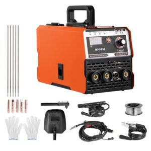 MIG Schweißgerät 250Amp, 3-In-1 Fülldraht Schweißgerät mit ARC/Flux MIG/MMA Lift WIG, Fülldrahtschweißen(0,8 mm&1 mm), mit Synergischem Drahtvorschub, IGBT Inverter Schweissgerät, für Profis&Home DIY