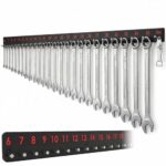 R-Satz Shop Ringschlüssel Wandhalterung passend für Maulschlüssel Größe 6 – 36 / Mit Flaschenöffner Halter für die Werkstatt - Einfach zum Anschrauben