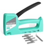 HAUSHOF Handtacker Tackerpistole Grün, Polsterung Heftpistole Holztacker für Klammern Typ 53, mit 800 Klammern 8mm und Klammerentferner für Holz, Stoff, Möbel