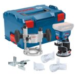 Bosch Professional 18V System Akku-Kantenfräse GKF 18V-8 (Parallelanschl., 2x Saugadapter Fr., Spanschutz, 8mm-Spannz., Spannschl., TE-Taucheinheit, 2x Saugadapter Taucheinh., L-BOXX o. Akku/Ladeger.)