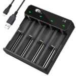 IMREN Akku Ladegerät 18650, 4 Slots 26650 21700 Schnelles wiederaufladbares Batterieladegerät für 3.7V Li-ION 18650 18500 18350 17650 17670 17500 20700 21700 26650 (mit USB-C)