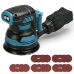 Akku-Exzenterschleifer kompatibel mit Makita 18V Akku, 125 mm Exzenterschleifer mit 3 Leistungsstufe, 21PCS Schleifpapier, Bürstenlosen Motor, zum Schleifen Wachsen Polieren (ohne Akku)