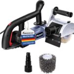 FANZWORK V2 1500 Watt Satiniermaschine Schleifmaschine Bürstenschleifgerät zur Renovierung von Oberflächen, mit Staubsaugung-Anschluss, Drehzahlregelung, Kugelgriff, Stahldraht & Nylon Bürste