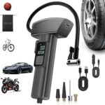 Elektrische Luftpumpe,COCCKO 150PSI Tragbare Akku Mini Kompressor, LCD-Display Elektrische Fahrradpumpe, LED-Licht, wiederaufladbar Reifenfüller 5 Modi,SOS-Notfall, für Auto Motorrad Fahrrad Ball