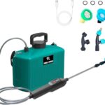 9L Akku Drucksprüher, Stärkerer Elektrischer Pflanzensprüher mit 4 Verstellbaren Düsen,2 Sprühgeschwindigkeiten, USB-aufladbarem Griff und Teleskopstab,Akku 2400 mAh für Gartenspritze, Unkrautspritze