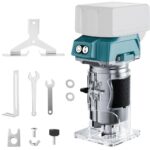 Nananuu 800W Akku Oberfräse für Makita 18V (ohne Akku), 30.000 U/min Bürstenloser Motor Akku Kantenfräse Einhandfräse, 5 Geschwindigkeiten Akku Holztrimmer Tools für Holzbearbeitung