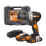 WORX NITRO WX352.4 Akku-Schlagbohrmaschine 20V, bürstenloser Motor, 60Nm, variable Drehzahlregelung, LED-Licht (inkl. 75 Stück Bits-Set, 2 Stk. 2,0Ah-PowerShare Akkus im Lieferumfang)