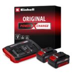Original Einhell Starter Kit 2X 4,0 Ah Akkus und Twincharger Power X-Change (Li-Ion, 18 V, 75 min Ladezeit, passend für alle Power X-Change Geräte)