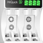 HiQuick Akku Ladegerät, mit LCD Anzeige, für NI-MH NI-CD AA/AAA Akkus, 4-Ladeplatz Universal Schnell Akkuladegerät für wiederaufladbare Mignon AA und Micro AAA