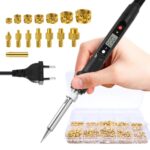 Lötkolben Set, 388PCS Lötspitzen Gewindeeinsatz Set LED-Display einstellbare Temperatur 936 Lötkolbenspitzen für Gewindeeinsätz Einschmelzmuttern M2 M3 M4 M5 M6 M8Kompatibel 3D Drucker Zubehör