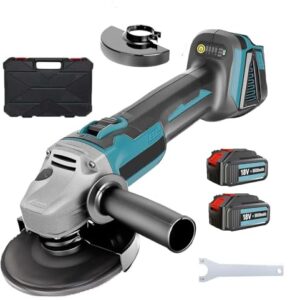 Neues Upgrade Bürstenloser Akku Winkelschleifer Ø125mm 9500U/min für 18V Makita Akkus - Akku Flex Trennschleifer Komplett-Set mit 2x 5500mAh Akkus & Ladegerät - Zum Schneiden, Schleifen, Polieren ﻿