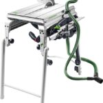 Festool Tischzugsäge CS 50 EBG PRECISIO (mit Kreissägeblatt, Winkelanschlag, Klappbeine, Splitterschutz, Absaug-Set, Schiebestock,Zubehörgarage,Abstützung mit Transportrolle,Innensechskantschlüssel)