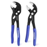 WORKPRO Wasserpumpenzange und Zangenschlüssel Set 2-teilig, 180 mm, Rillengelenkzange ohne Zähne & Rohrzange mit hochwertiger Cr-V-Stahl, Max. Öffnung: 42 & 40 mm, Schnellverstellung für Reparatur