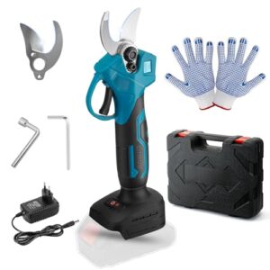 Ohne Batterie Elektrische Gartenschere for Makita, 15-30 mm Professionelle 21V Elektrische Astschere Schnittdurchmesser, Astschere, Rebschere, Baumschere, Akku Gartenschere (Blau Ohne Batterie)